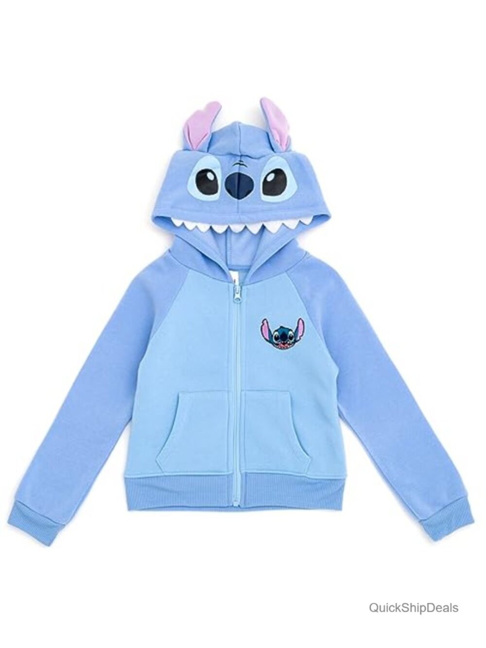 Disney Girls Fleece Zip-Up Hoodie Cosplay Stitch Angel 3D Ears Toddler Big Kid